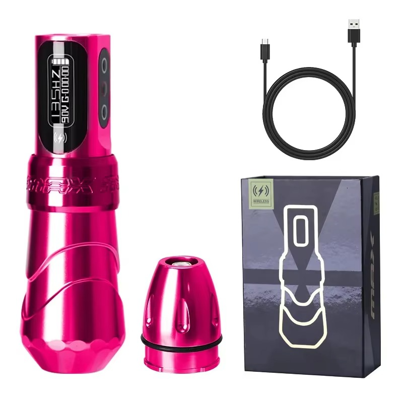 Kabellose Tattoo-Maschine im Pen-Design für Tattoo und Permanent Make-up – bürstenloser Motor, 4–12 V, LED-Display, 229 g, 14 Farben