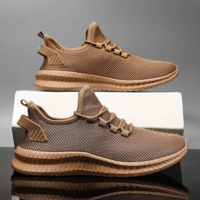 Atmungsaktive rutschfeste Laufschuhe für Alltag, Sport und Freizeit – leichte Sneaker mit griffiger Sohle, Braun oder Schwarz