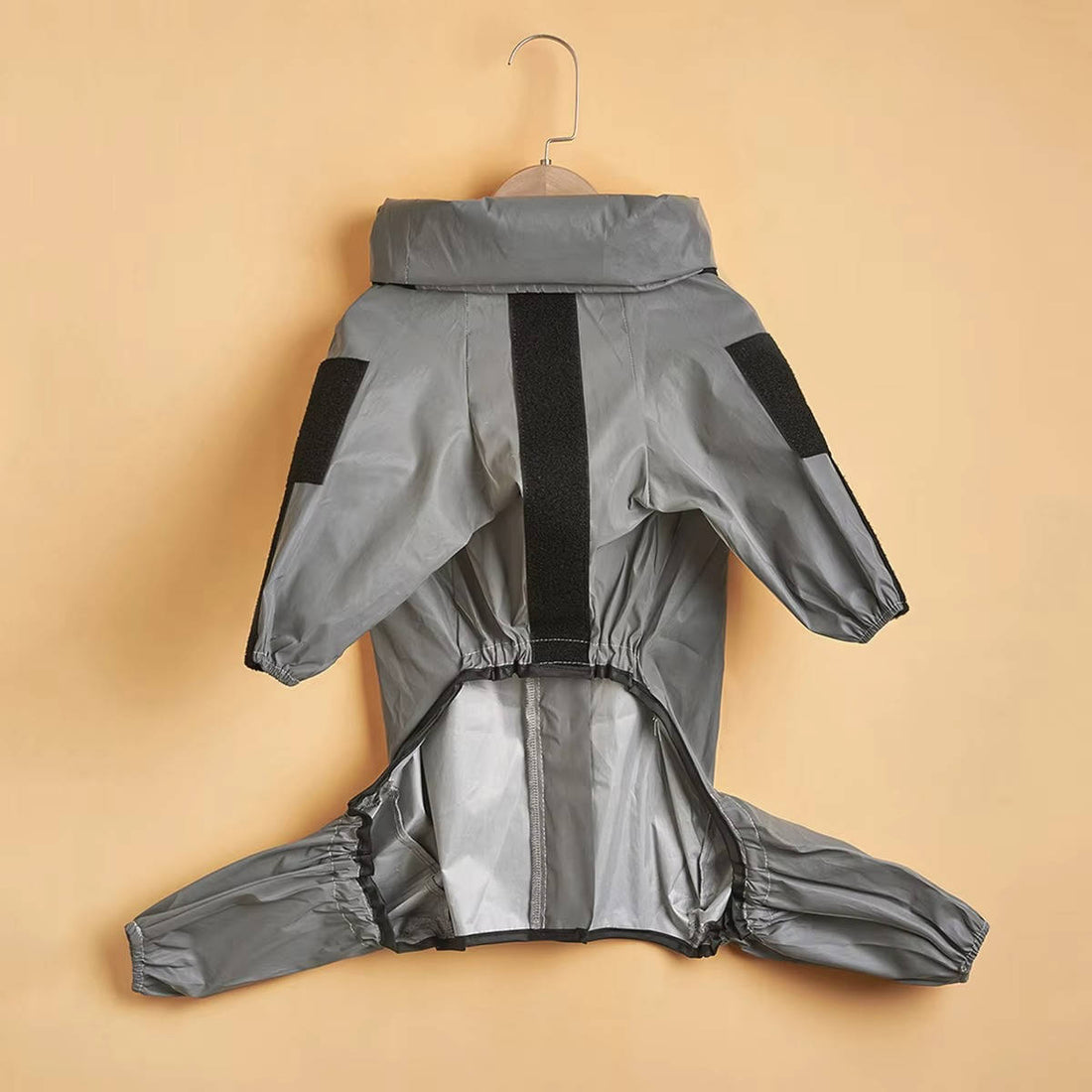 Wasserdichter Hunderegenmantel aus Polyester mit Kapuze für Spaziergänge bei Regen – Ganzkörperschnitt, reflektierend, Klettverschluss, M bis 5XL
