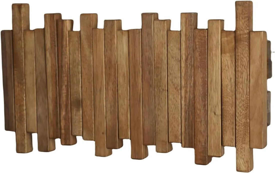 Wandgarderobe aus Akazienholz mit magnetischen Klapphaken für Eingang, Schlafzimmer und Büro – bis 13,6 kg je Haken, 5 oder 7 Haken, zwei Brauntöne
