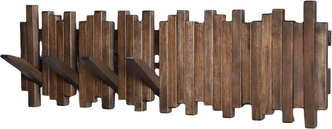 Wandgarderobe aus Akazienholz mit magnetischen Klapphaken für Eingang, Schlafzimmer und Büro – bis 13,6 kg je Haken, 5 oder 7 Haken, zwei Brauntöne