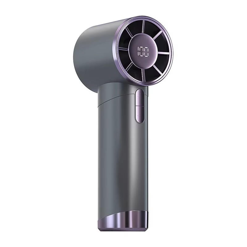 Handventilator aus Aluminium mit 100 Stufen und Digitalanzeige für unterwegs und Büro – bis 15 Std. Akku, USB-C, bis 10 m Reichweite, Grau oder Beige