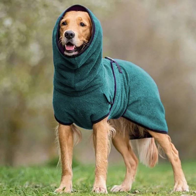 Fleece-Hundemantel mit hohem Schlauchkragen für Winterspaziergänge bei Kälte und Wind – Größe S bis 5XL, Klettverschluss, Geschirröffnung, 6 Farben
