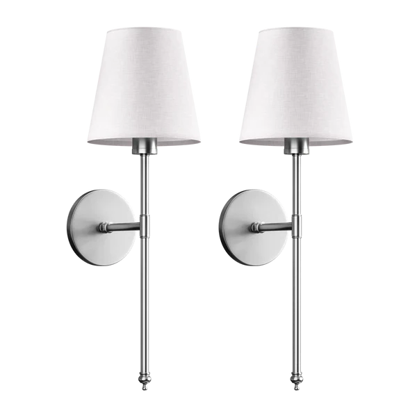 Kabellose Wandleuchte mit Akku-LED und Fernbedienung zur Montage ohne Stromanschluss – weißer Stoffschirm, Warmweiß und 12 Farben, 57 × 12 × 10 cm