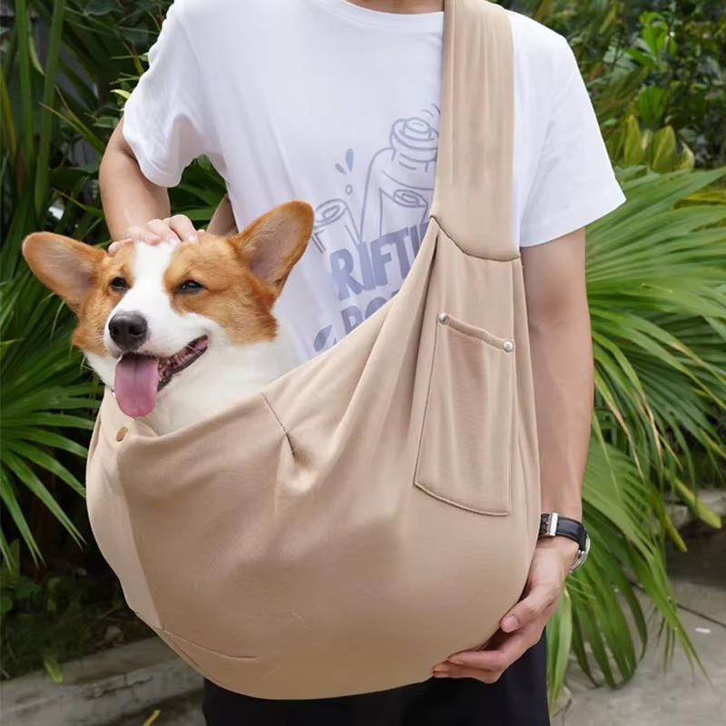Hundetragetasche als Schultertragetuch für kleine Hunde für Einkauf, Park und Reisen – bis 7,5 kg, Doppellagen-Baumwolle, 7 Farben