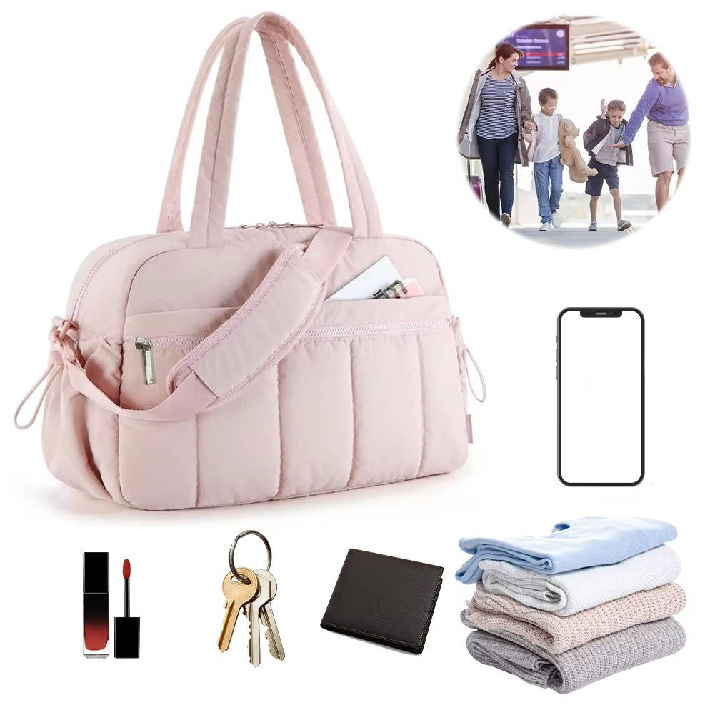 Gesteppte Reisetasche aus Ripstop-Stoff mit Nassfach für Reise, Fitnessstudio und Schwimmbad – wasserdicht, Trolleyband, Schulterriemen, 2 Farben