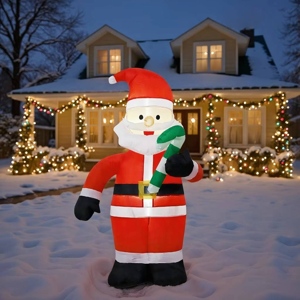 Aufblasbare Weihnachtsfigur für Garten, Fenster und Hauswand – Weihnachtsmann, Lebkuchenmann und mehr, 13 Motive, 0,9 bis 2,4 m hoch