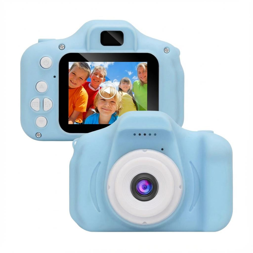 Stoßfeste Digitalkamera für Kinder mit Selfie-Kamera für Fotos und Videos – 1080p, Autofokus, inkl. Speicherkarte, Blau oder Rosa