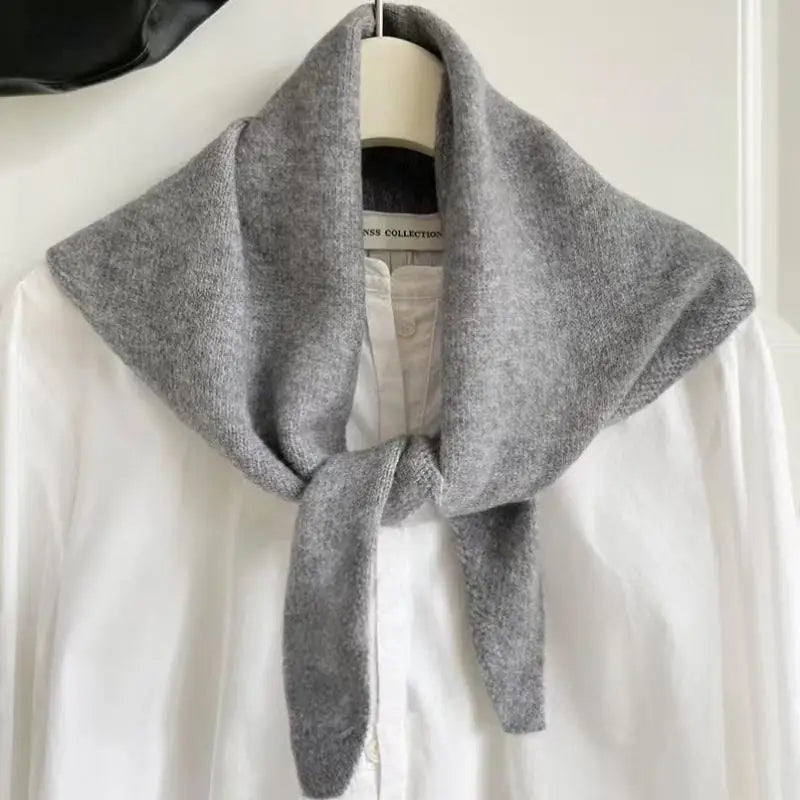 Strickschal im Korea-Style für Damen für Herbst und Winter – schlicht, gestrickt, in Schwarz, Grau, Grün, Rot und Weiß