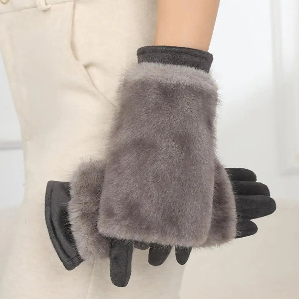 Winterhandschuhe in Wildleder-Optik mit Fellbesatz auf dem Handrücken für Damen, Alltag und Stadt – touchscreenfähig, warm, in 5 Farben