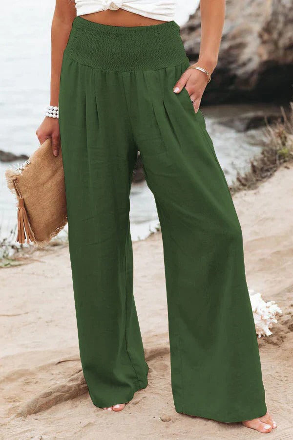 Weite Damenhose aus Baumwolle und Leinen mit hoher Taille für Alltag und formelle Anlässe – leichter Stoff, S bis 3XL, 7 Farben