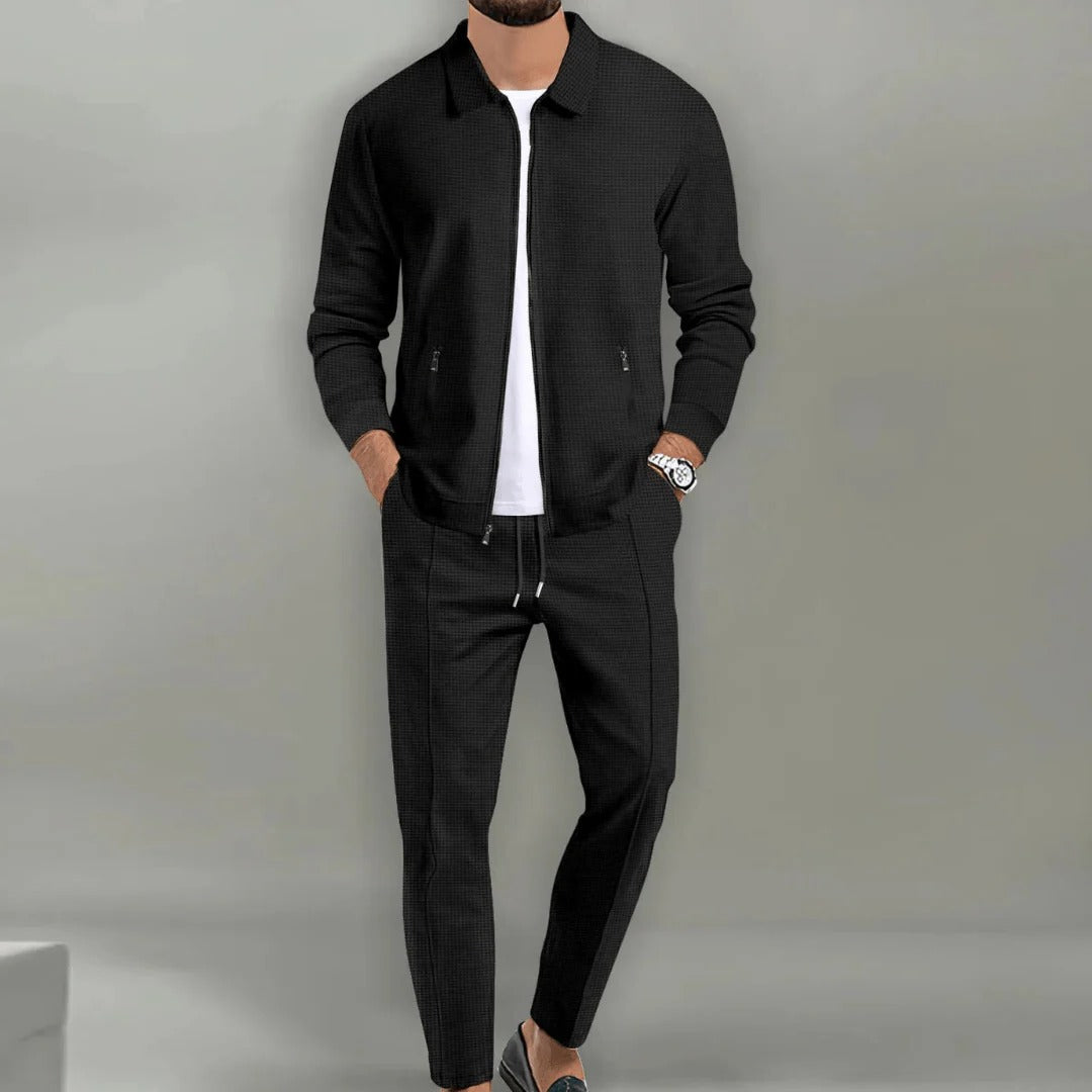 Lässiges Herren-Set aus Jacke und Hose aus Wollmischung für Freizeit und besondere Anlässe – Reißverschluss, Kordelzug, S bis 3XL, 5 Farben