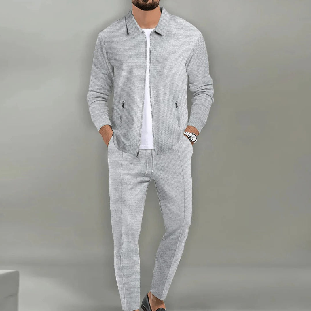 Lässiges Herren-Set aus Jacke und Hose aus Wollmischung für Freizeit und besondere Anlässe – Reißverschluss, Kordelzug, S bis 3XL, 5 Farben