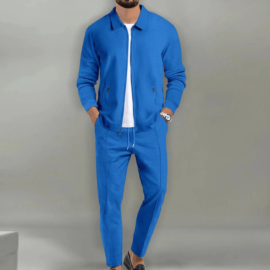 Lässiges Herren-Set aus Jacke und Hose aus Wollmischung für Freizeit und besondere Anlässe – Reißverschluss, Kordelzug, S bis 3XL, 5 Farben