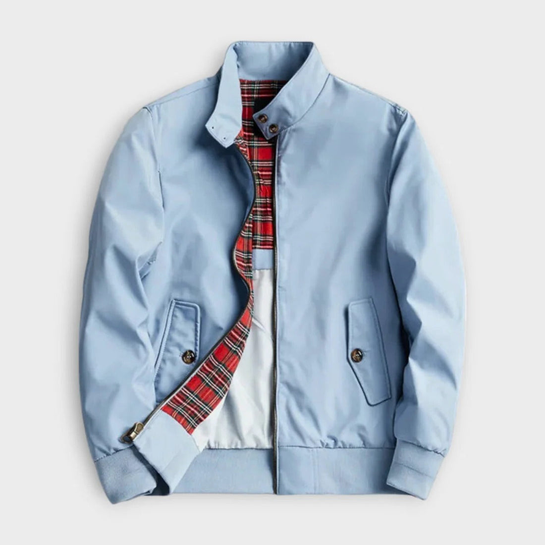 Leichte Übergangsjacke für Herren mit Reißverschluss und Taschen für Arbeitsweg und Wochenendausflug – XS bis 2XL, Schwarz, Blau oder Hellblau