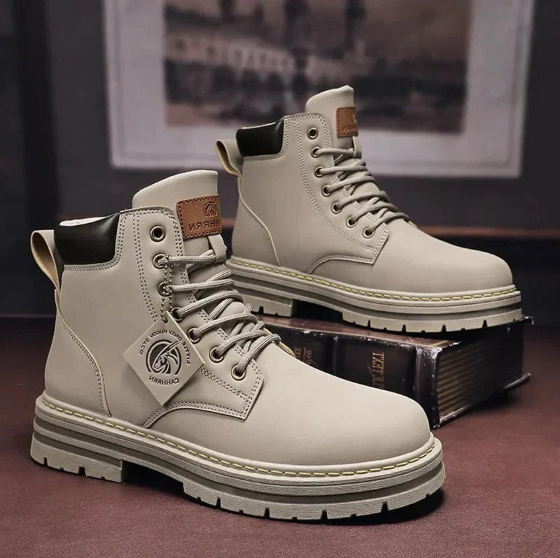 Wasserdichte Schnürstiefel für Herren aus Leder mit Komfortsohle für Regen und Schnee – rutschfeste Sohle, Größe 6 bis 15, 4 Farben