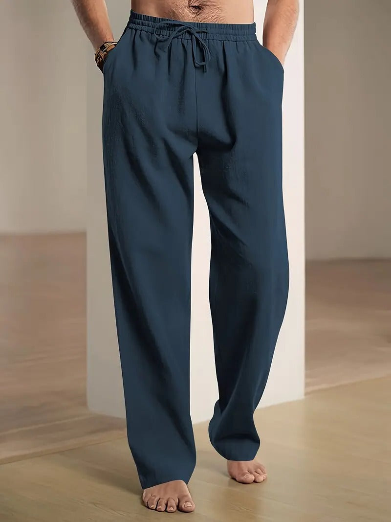 Weite Leinenhose für Herren mit lockerem Schnitt für Sommer, Büro und Freizeit – luftig, atmungsaktiv, S bis 3XL, in 7 Farben von Weiß bis Hellblau