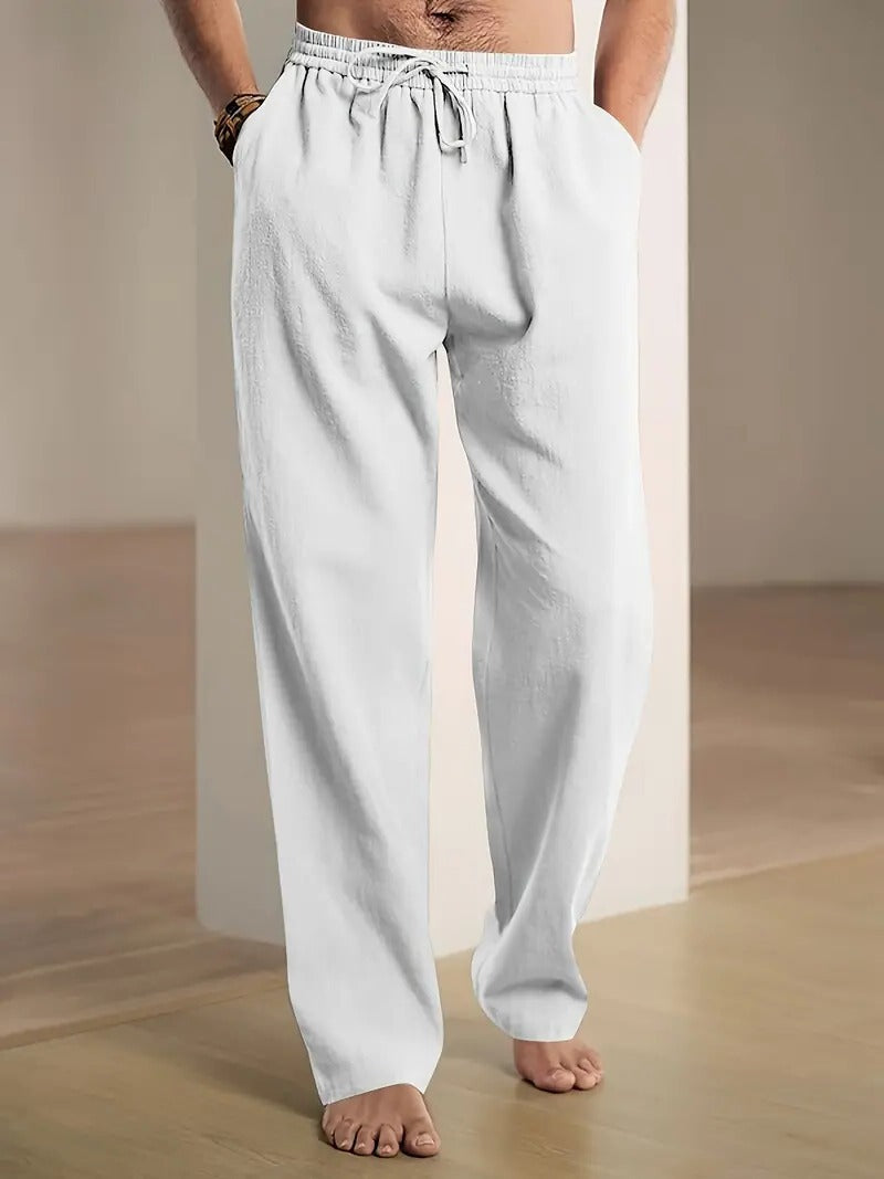 Weite Leinenhose für Herren mit lockerem Schnitt für Sommer, Büro und Freizeit – luftig, atmungsaktiv, S bis 3XL, in 7 Farben von Weiß bis Hellblau