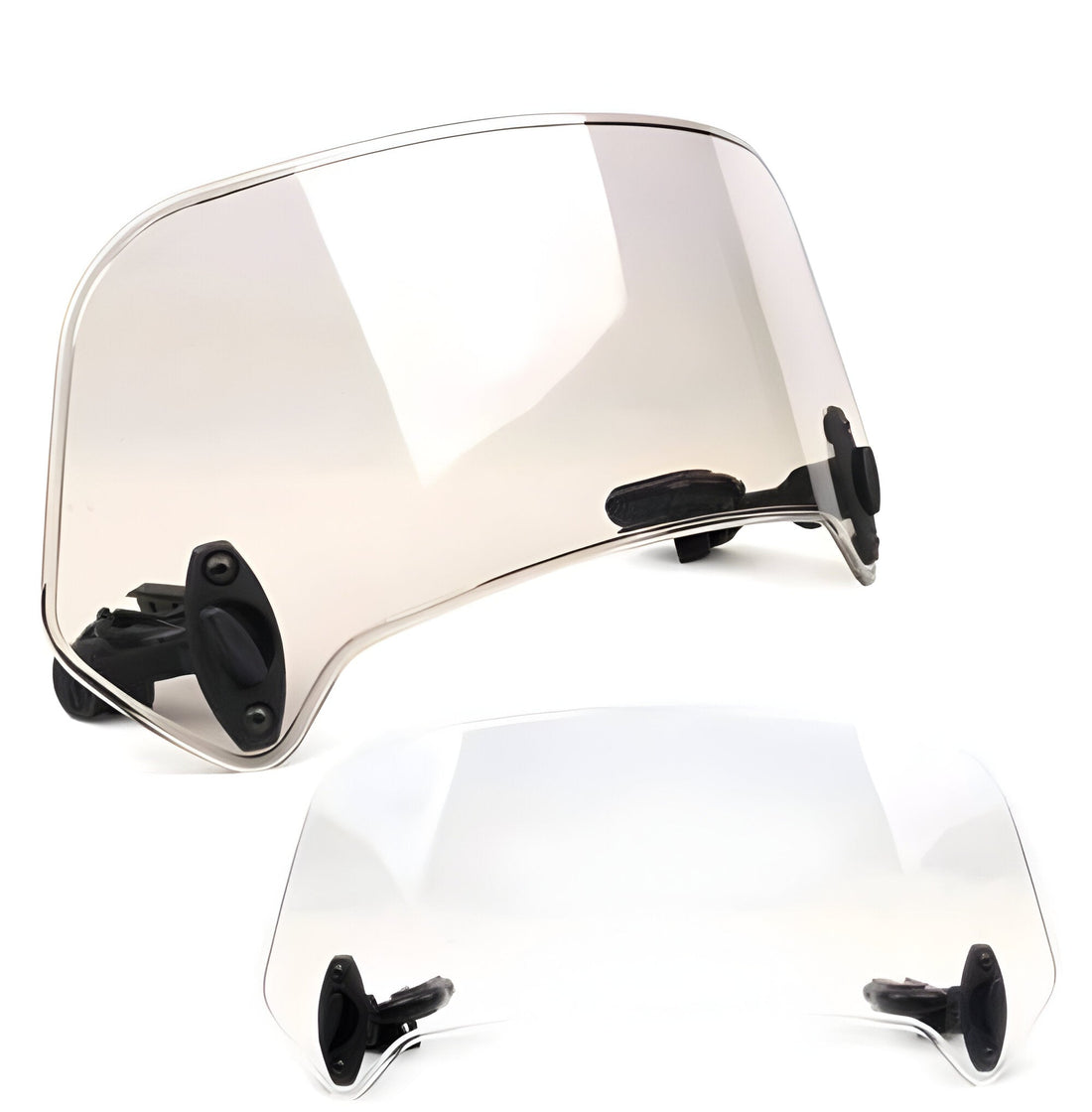 Windschild-Aufsatz für Motorräder zur Verlängerung der Scheibe auf Touren und Autobahnfahrten – verstellbar, 2 Größen, transparent oder Rauchglas
