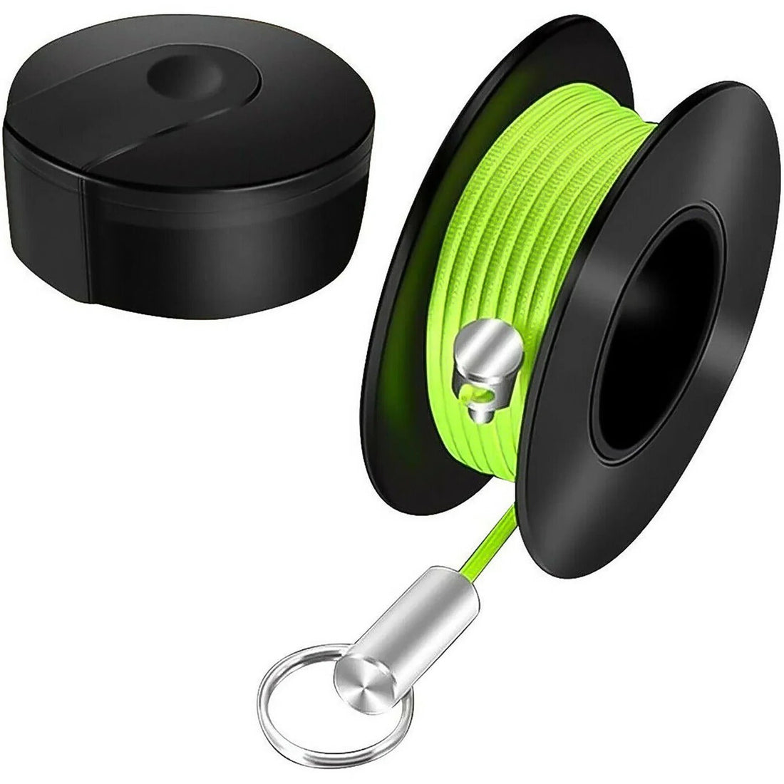 Magnetischer Kabeleinzieher mit 6 m Nylonschnur für Wand, Decke und Leerrohr – Führungs- und Folgemagnet, Ø 6,4 cm, Drehöse, für Strom- und Datenkabel