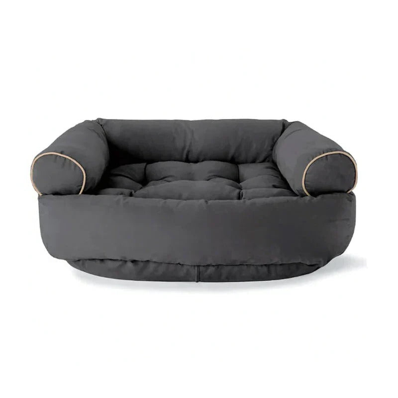 Hundesofa mit Schaumstoffpolster und erhöhtem Rand als Ruhe- und Schlafplatz im Haus – waschbarer Bezug, kratzfester Stoff, in 4 Farben