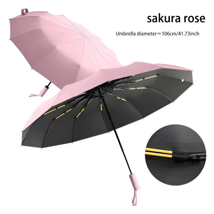 Kompakter Taschenschirm mit doppelten Streben und UV-abweisender Bespannung für Regen, Sonne und Reisen – ca. 106 cm Durchmesser, faltbar, in 8 Farben