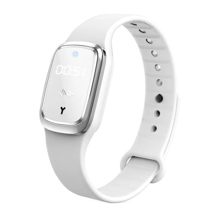 Ultraschall-Mückenschutz-Armband mit USB-Akku für drinnen und draußen – 3 Modi, wasserfest bis 3 bar, Silikonband, Schwarz, Weiß, Rosa