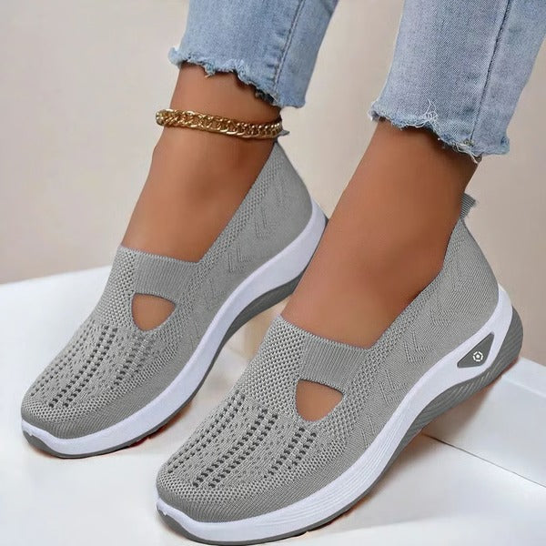 Leichte Damen-Slipper für Seniorinnen mit weicher Sohle für Alltag und Spaziergänge – atmungsaktiver Strick, rutschfest, 8 Farben, US 5 bis 11