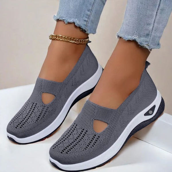Leichte Damen-Slipper für Seniorinnen mit weicher Sohle für Alltag und Spaziergänge – atmungsaktiver Strick, rutschfest, 8 Farben, US 5 bis 11