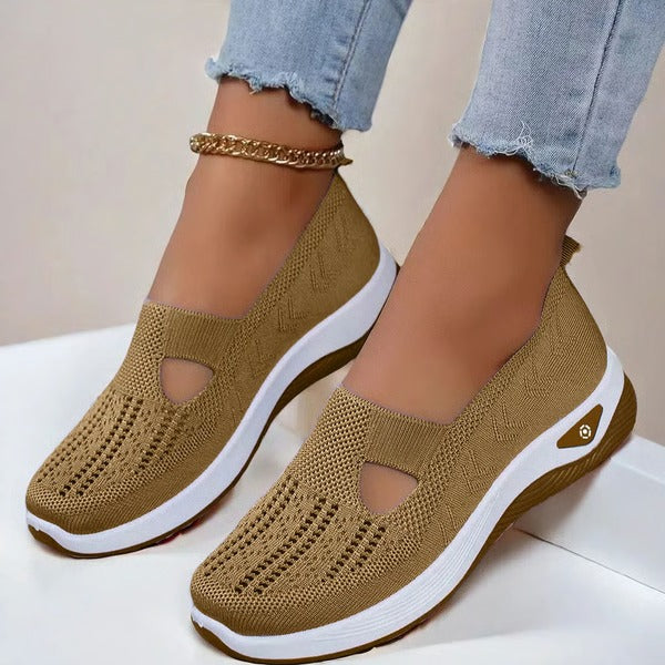 Leichte Damen-Slipper für Seniorinnen mit weicher Sohle für Alltag und Spaziergänge – atmungsaktiver Strick, rutschfest, 8 Farben, US 5 bis 11