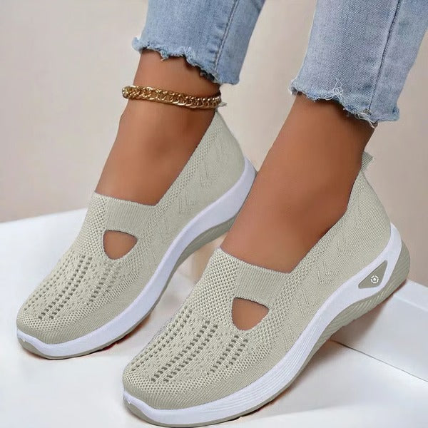 Leichte Damen-Slipper für Seniorinnen mit weicher Sohle für Alltag und Spaziergänge – atmungsaktiver Strick, rutschfest, 8 Farben, US 5 bis 11