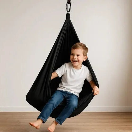 Geschlossene Sensorik-Hängeschaukel für drinnen und draußen – bis 300 kg belastbar, 100 × 280 oder 150 × 280 cm, längenverstellbar, 4 Farben