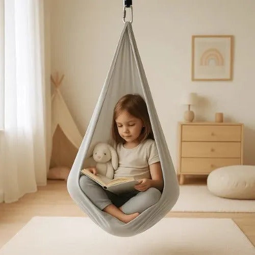 Geschlossene Sensorik-Hängeschaukel für drinnen und draußen – bis 300 kg belastbar, 100 × 280 oder 150 × 280 cm, längenverstellbar, 4 Farben