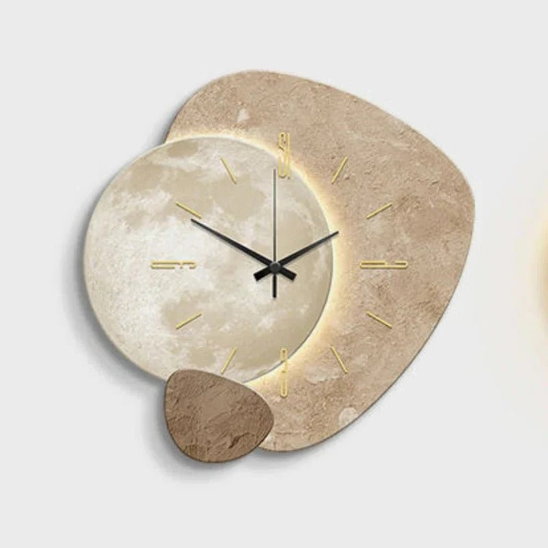 Wanduhr mit Hintergrundbeleuchtung als Wandbild in Steinoptik für Wohnzimmer, Esszimmer und Büro – lautloses Uhrwerk, Strichindizes, 4 Farben