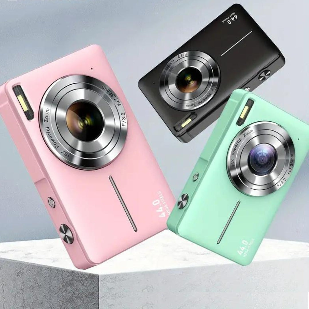 Kompakte Digitalkamera im Retro-Stil für Reisen, Feiern und Alltagsfotos – 44 MP, 16-fach-Zoom, 1080p-Video, Bildschirm, 3 Farben