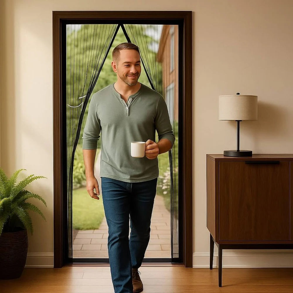 Magnetischer Fliegenvorhang für Haustür, Terrassentür und Schiebetür – 80 × 210 bis 120 × 210 cm, schließt automatisch, reißfestes Netz, 5 Größen