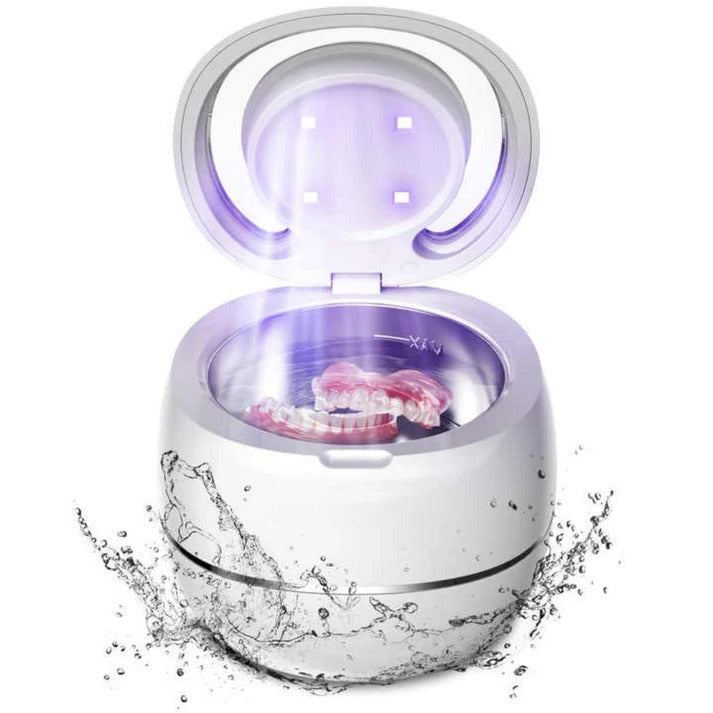 Ultraschall-Reinigungsgerät für Zahnprothesen für zu Hause und auf Reisen – 42.000 Hz, 25 W, bis 300 ml, kompakt, leise, auch mit Batterie