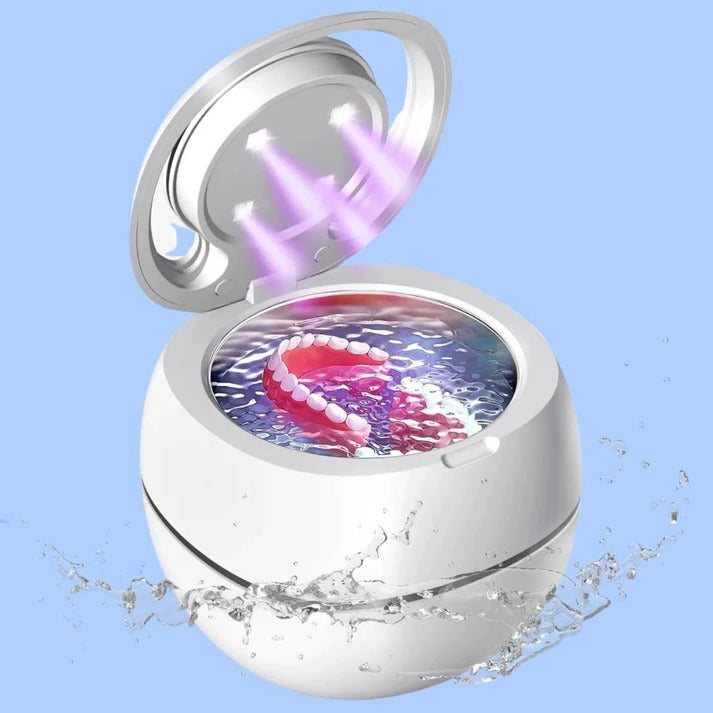 Ultraschall-Reinigungsgerät für Zahnprothesen für zu Hause und auf Reisen – 42.000 Hz, 25 W, bis 300 ml, kompakt, leise, auch mit Batterie