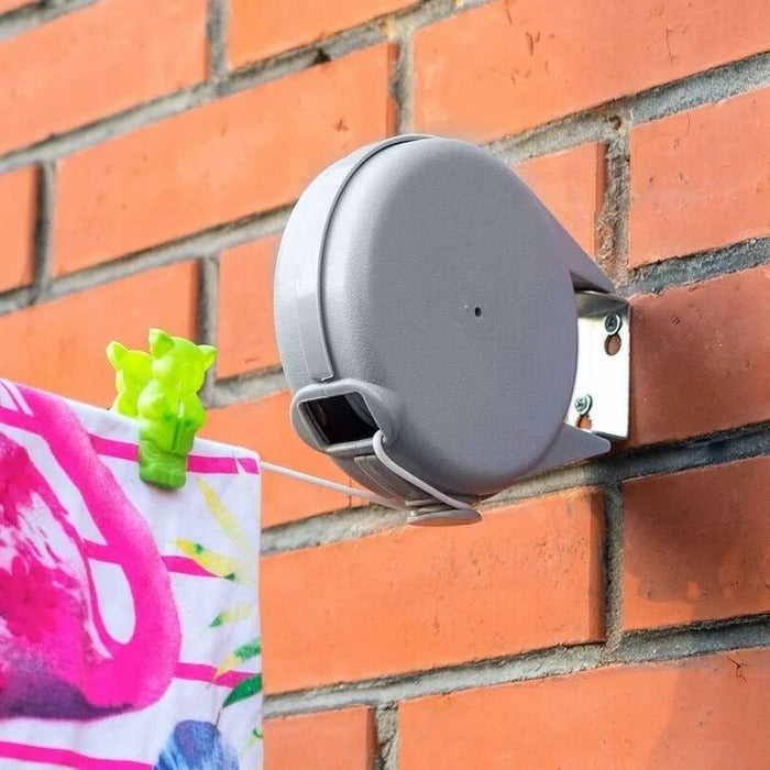 Ausziehbare Wäscheleine mit schwenkbarer Wandhalterung für Balkon, Garten und Bad – bis 12 m, 180° drehbar, arretierbar, automatischer Einzug