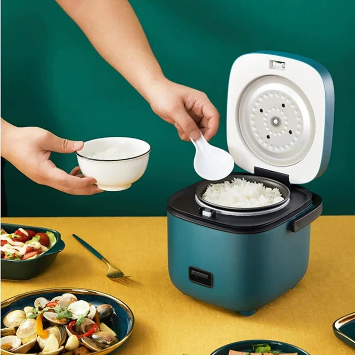 Mini-Reiskocher mit Dampfgaraufsatz für 1 bis 2 Personen, Single-Küche und Büro – ca. 1,1 l, 200 W, Warmhaltefunktion, Grün oder Braun
