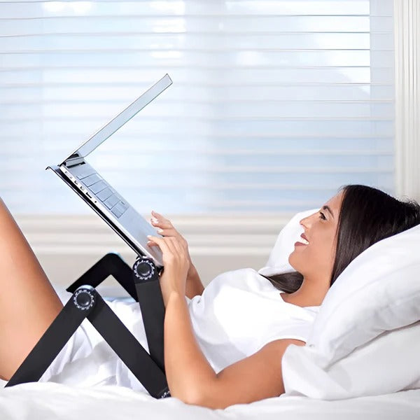 Faltbarer Laptopständer mit abnehmbarer Mausablage für Schreibtisch, Sofa und Bett – 48 × 26 cm, 4 bis 49 cm hoch, 360° drehbare Beine