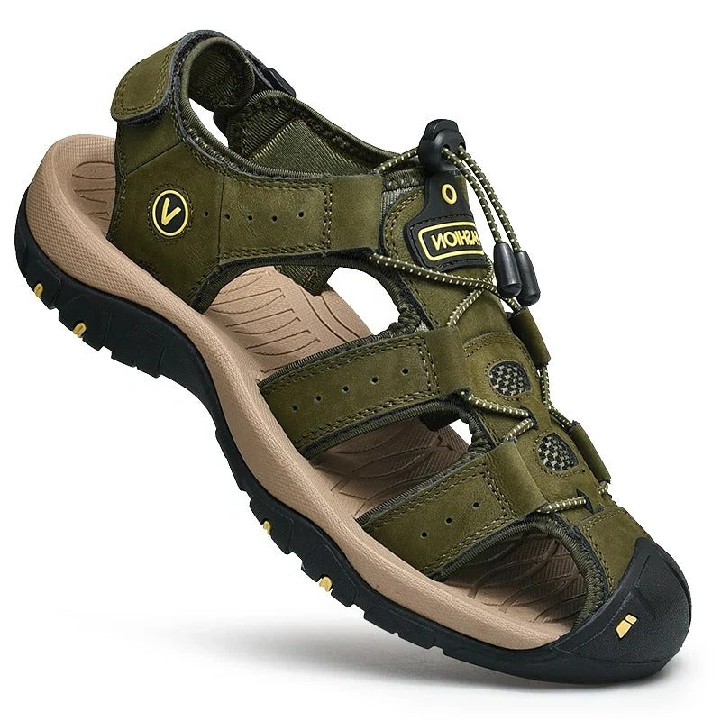 Herren-Trekkingsandalen mit Schnellschnürung und Zehenkappe für Sommer, Freizeit und Outdoor – rutschfeste Gummisohle, US 5 bis 11, 5 Farben