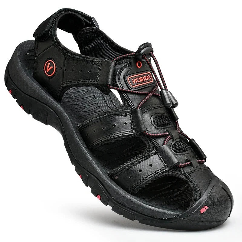 Herren-Trekkingsandalen mit Schnellschnürung und Zehenkappe für Sommer, Freizeit und Outdoor – rutschfeste Gummisohle, US 5 bis 11, 5 Farben