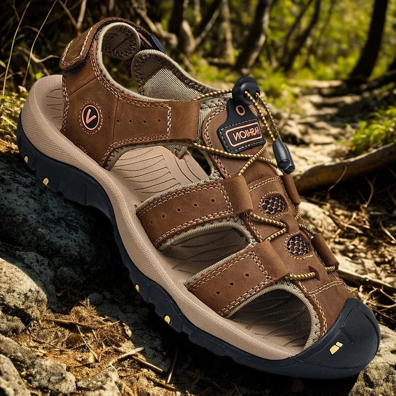 Herren-Trekkingsandalen mit Schnellschnürung und Zehenkappe für Sommer, Freizeit und Outdoor – rutschfeste Gummisohle, US 5 bis 11, 5 Farben