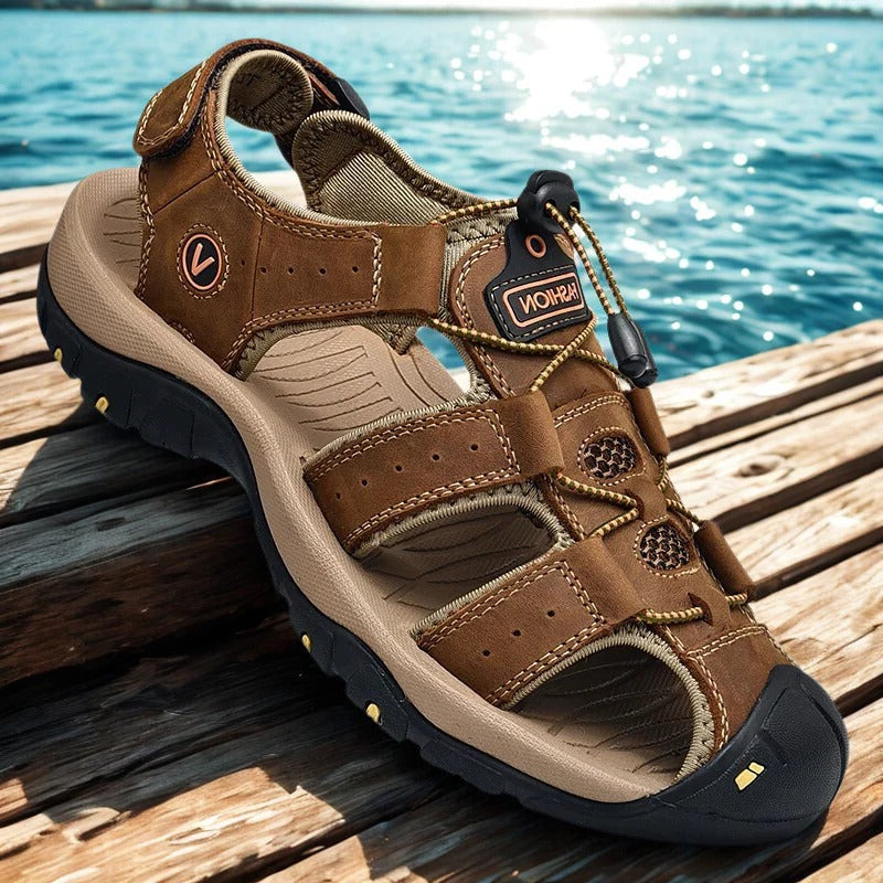 Herren-Trekkingsandalen mit Schnellschnürung und Zehenkappe für Sommer, Freizeit und Outdoor – rutschfeste Gummisohle, US 5 bis 11, 5 Farben