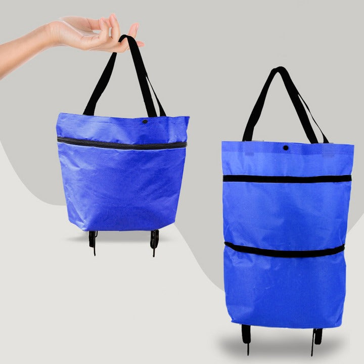 Faltbare Einkaufstasche mit Rollen als 2-in-1-Trolley für Einkauf, Wäsche und Reisen – geräumig, platzsparend verstaubar, in 6 Farben