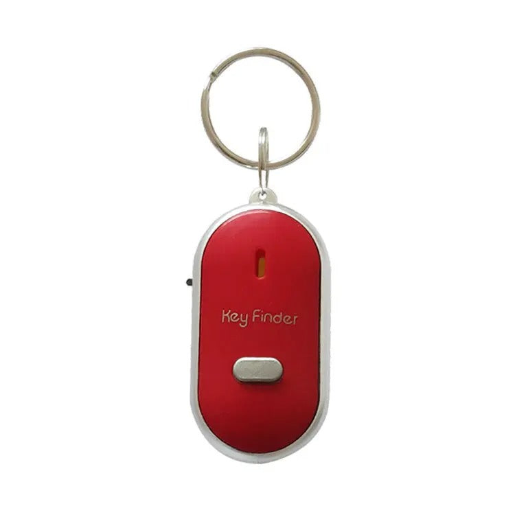Schlüsselfinder mit Pfeif-Aktivierung für Schlüsselbund und Tasche – Piepton und Blinklicht, rote LED-Taschenlampe, bis ca. 7 m, 5 Farben