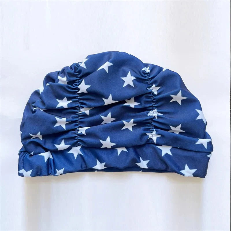 Dehnbare Badekappe im Turban-Stil für Damen und Mädchen mit langen Haaren – ca. 54 × 15 cm, gedrehte Front, schnell trocknend, 15 Farben und Muster