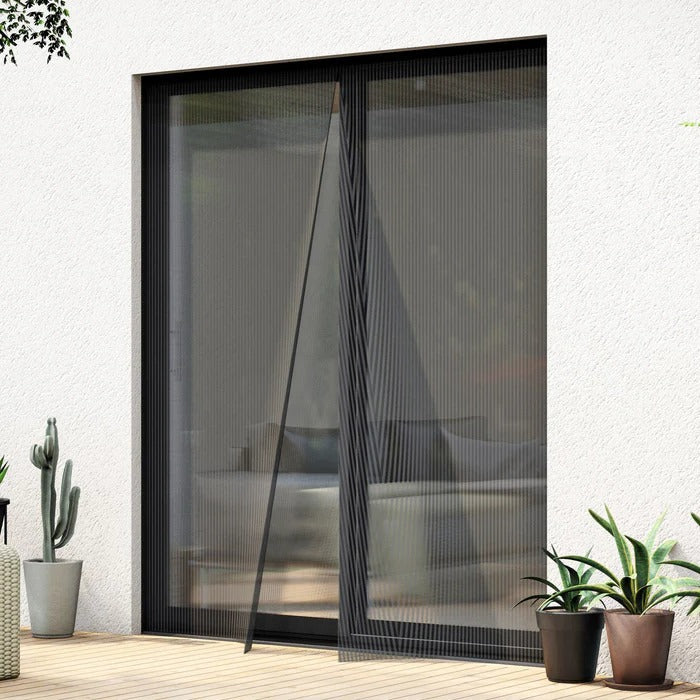 Magnetischer Fliegenvorhang für Balkon- und Terrassentür mit selbstschließender Mitte – 80 × 210 cm, kürzbar, ohne Bohren, Schwarz oder Weiß