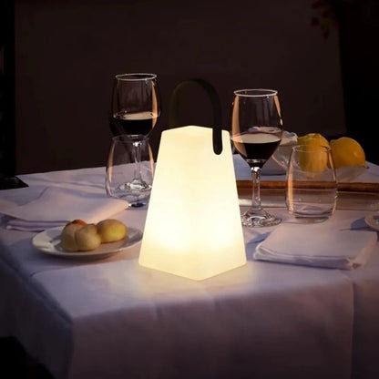 Kabellose LED-Tischleuchte mit Akku und Tragegriff für Wohnzimmer, Terrasse und Camping – wassergeschützt, dimmbar, Fernbedienung, 4 Modelle